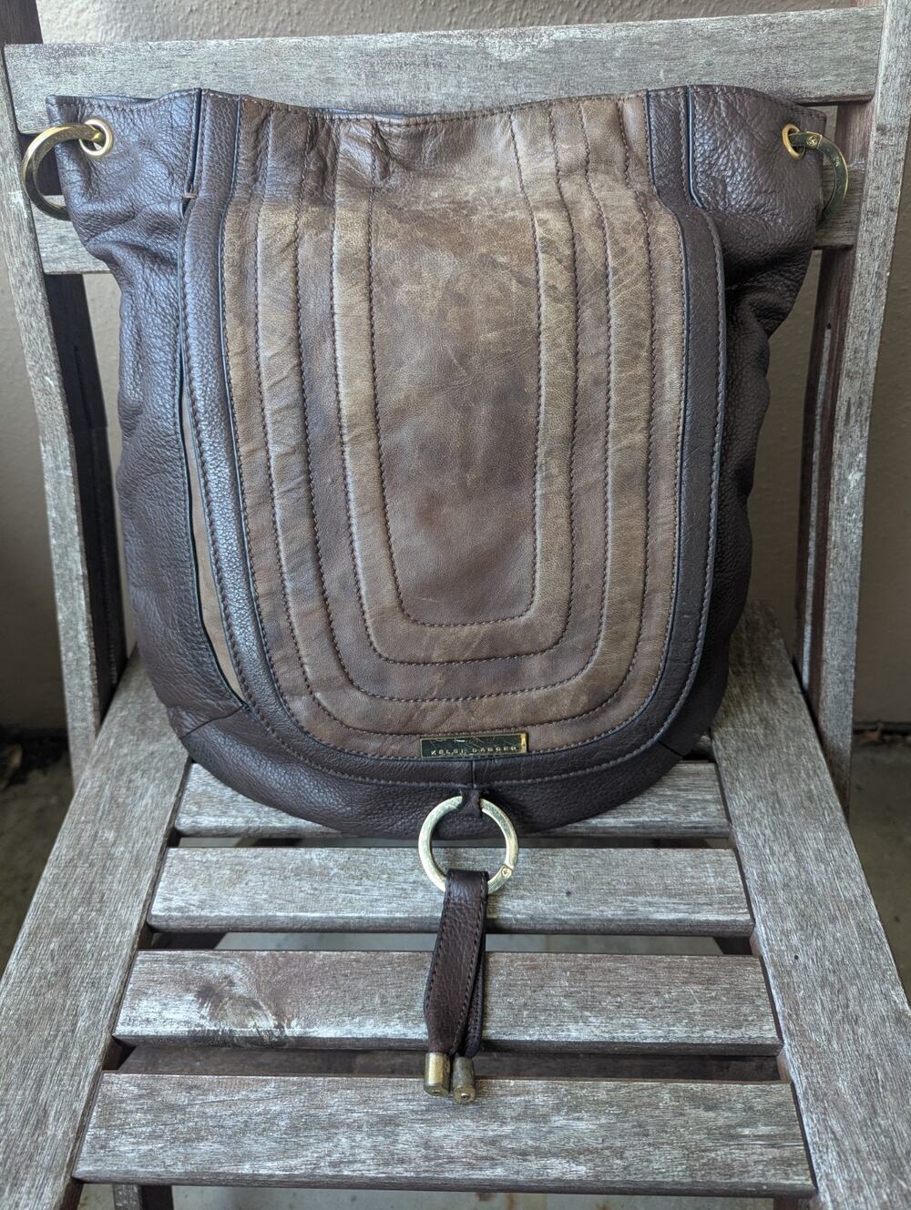 💜Kelsi Dagger Brown Pebbled Leather Quilted Flap Hobo Bag